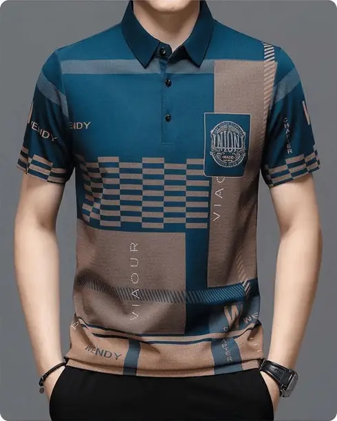 Boys technical polo neck cotton blend editorial.
